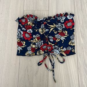 URBAN OUTFITTERS Cropped Tube Top Floral Print - Small